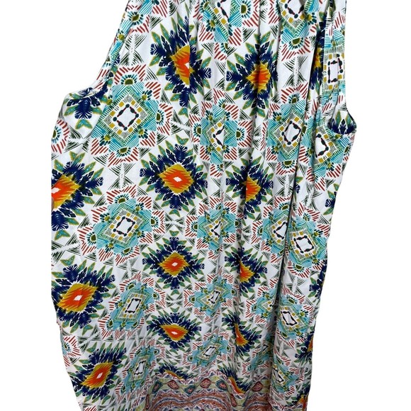 Spense Womens White Aztec Print Dress Sz Large NWT Side Slit Coverup - Picture 6 of 16